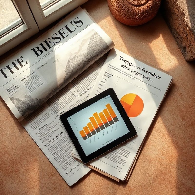Financijske novine i tablet s grafikonima na svijetlom stolu