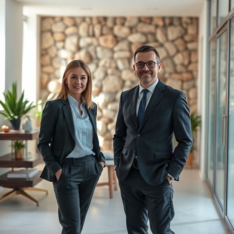 Dvoje profesionalaca u svijetlom uredu uz jadranski kameni zid
